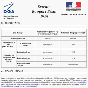 Filtration pour Masque Barrière avec Filtre Amovible - Certifié Catégorie 2 par la DGA - Made in France - Kit de 50 Filtres