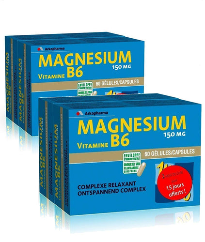 Arkopharma Magnésium Vitamine B6 150 mg Lot 2 x 60 Gélules