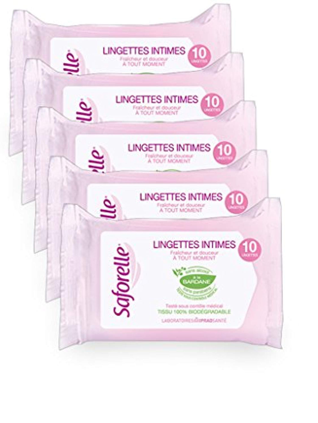 Saforelle Lingettes Intimes Ultra Douces 10 Lingettes - lot de 5 x paquets de 10 Lingettes