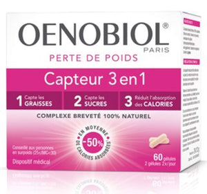 Oenobiol Capteur 3 en 1 PERTE DE POIDS - 1 MOIS DE TRAITEMENT - LOT de 2 x 60 Gélules