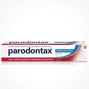 Parodontax Dentifrice Fluor - Pate Gingivale pour Gencives FRAICHEUR INTENSE - Aide à arrêter le saignement des gencives- 2 Lots de 2 x 75 ml