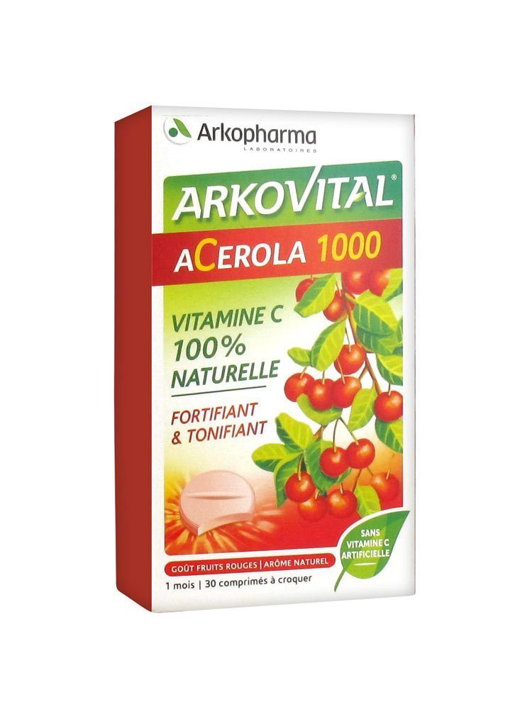 Arkopharma - lot de 2 boites Arkovital Acerola 1000 - gout fruits rouges - 60 Comprimés à Croquer