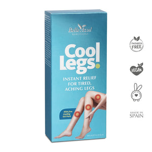 Belle Azul Cool Legs - Gel effet rafraîssichant immédiat pour Jambes Lourdes et Douloureuses. Apaise et Améliore la Circulation Sanguine. Huile d’Argan, Menthe poivrée, extraits d’Arnica. Bloc réfrigérant Offert, Vegan - 100 ml