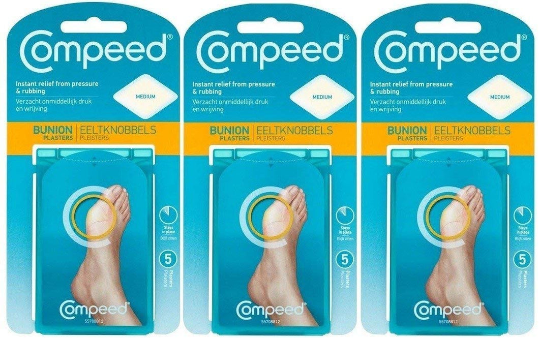 THREE PACKS of Compeed Bunion Plasters x5 - Medium by Compeed