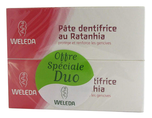 Weleda Duo Pâte dentifrice au Ratanhia 75mlx2 soit 150ml