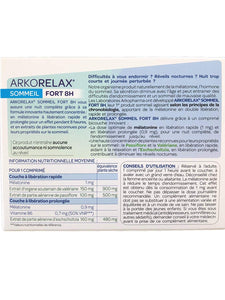 ARKORELAX SOMMEIL FORT 8 H - Chrono Libération - 1,9mg melatonine 5 extraits de plantes 15 comprimé - Lot de 2 Boites (30 jours)