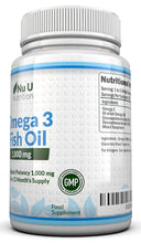 Omega 3 Fish Oil 1000 mg - Huile de poisson/oméga-3 - Cure d'1 An/365 Gélules - Compléments alimentaires de Nu U Nutrition